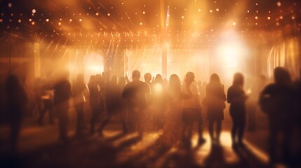 Fototapeta na wymiar blurred shining background people at party