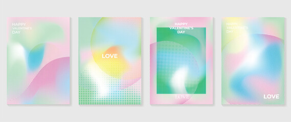 Naklejka premium Abstract gradient background cover vector. Modern digital wallpaper with vibrant color, halftone. Futuristic landing page illustration for branding, commercial, advertising, web, poster.