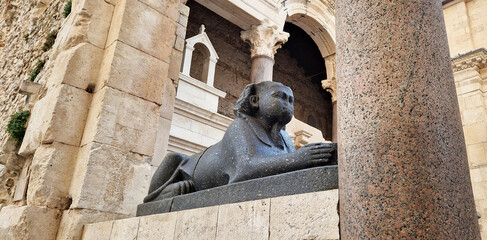Sphinx monument near Diocletian's palace in Split - Croatia