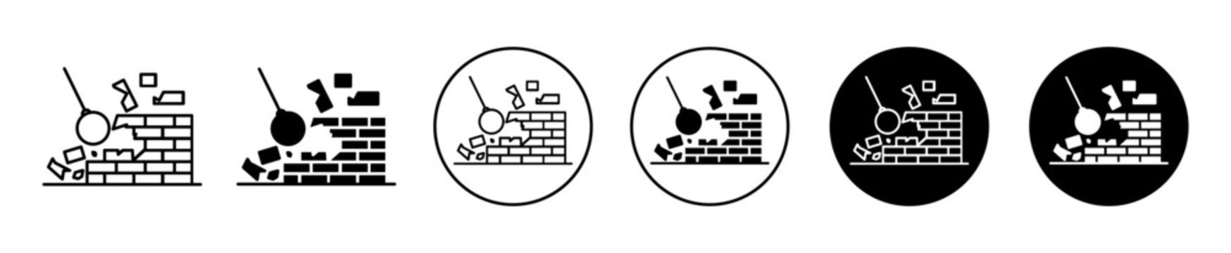 DemolItion vector icon set collection. DemolItion Outline flat Icon.