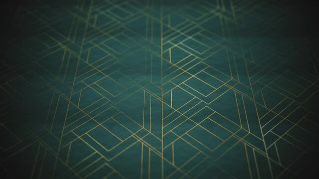 Design Gold Art Deco 3d Background Animation/ 4k animation of an abstract art deco design with ornamental patterns shifting and depth of field blur