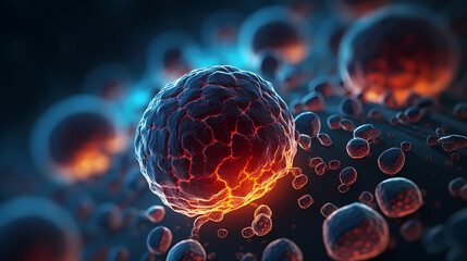 Obraz premium Human cell or embryonic stem cell medicine, human cell biology DNA molecular structure