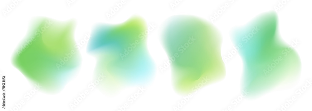 Fototapete set of spring theme green color blurred shapes isolated on white background. defocused color gradien