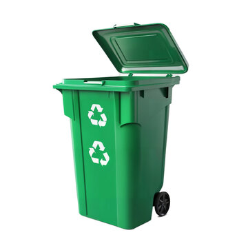 Green garbage bin  isolated transparent background.