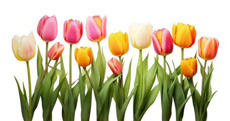 Elegant blooming tulips, cut out