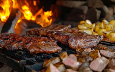 photo of asado meat on barbecue