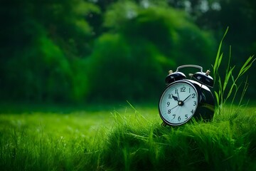 clock on grass