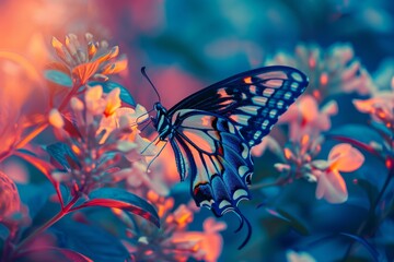 A delicate butterfly rests upon a vibrant flower, serving as a vital pollinator and showcasing the beauty of invertebrates in the great outdoors