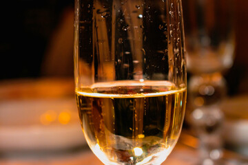 Flute glass for champagne or other sparkling wines for parties and special occasions