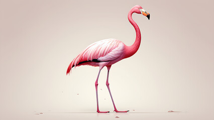 Flamingo isolated on white background.