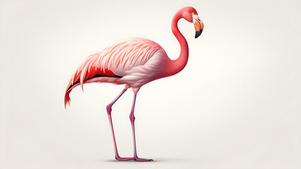 Flamingo isolated on white background.