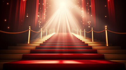 Luxurious and elegant red carpet staircase, holiday awards ceremony event