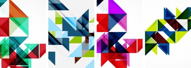 Triangle poster geometric background set