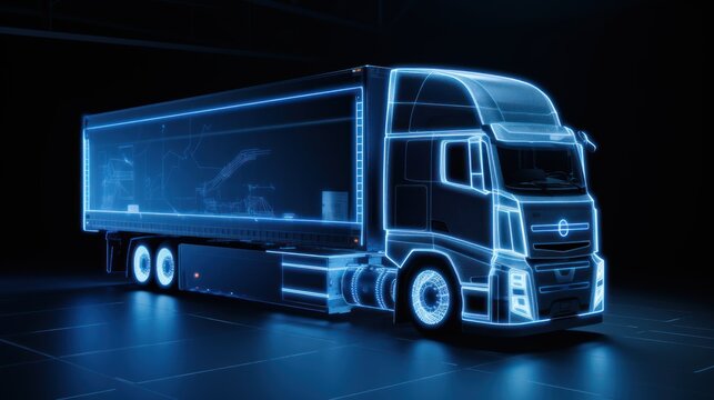 Futuristic truck model uses digital holographic app