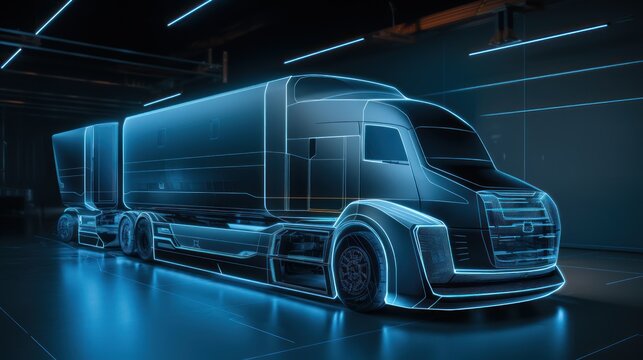 Futuristic truck model uses digital holographic app
