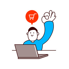 インターネットで買い物する男性