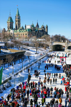 Skating on the Rideau Canal in Ottawa, Canada