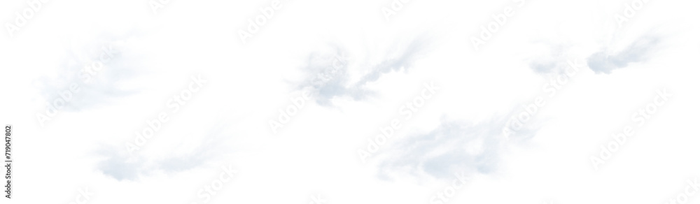 Poster set of soft, transparent clouds isolated on transparent background. 3d render.
