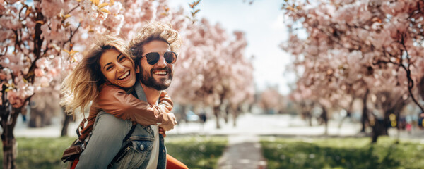 A Happy Couple Enjoying a Spring Day, Fictional Character Created By Generative AI. 