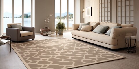 Wool living room rug crafted with a trellis design.