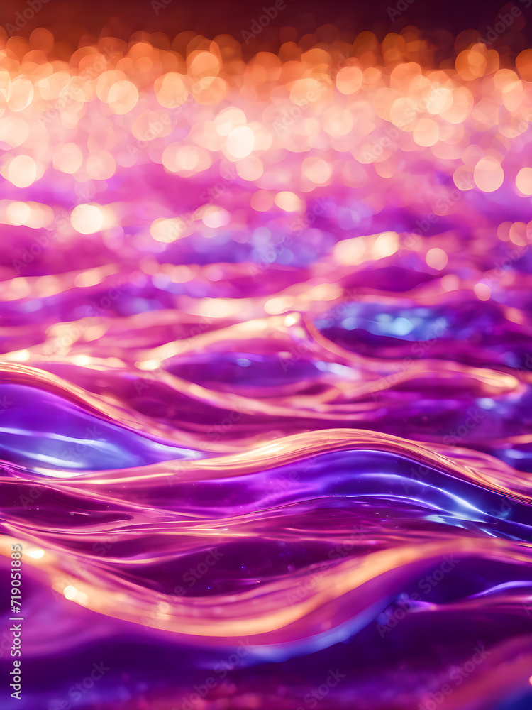Poster abstract background with bokeh defocused lights and waves.