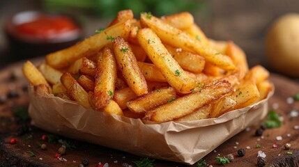 french fries, chips, fries well decorated product photo