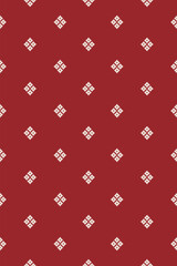 Ethnic geometric fabric pattern Cross Stitch.Ikat embroidery Ethnic oriental Pixel pattern christmas red background. Abstract,vector,illustration. Texture,frame,decoration,motifs,silk wallpaper.