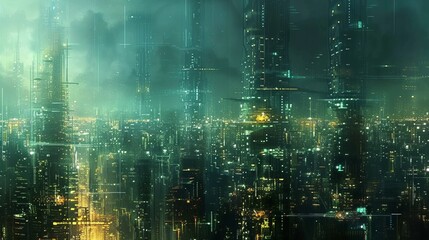 Fototapeta premium Future Metropolis: Neural Wonders and Artificial Intelligence Unleashed