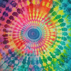 Obraz premium Vibrant multicolor Tie Dye Swirl pattern. Fractal textured art. Hippie abstract background.