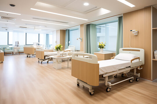The decoration of the nursing staff's desks inside the new hospital building is beautiful and pleasing to the eye.