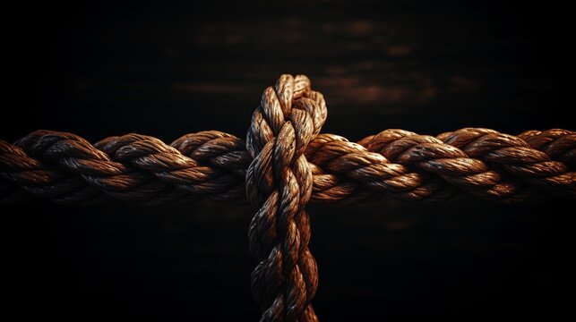 Rope with a knot on dark background.