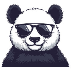 Panda face with sunglasses, stylish bear panda illustration, sunglasses trend vector illustration