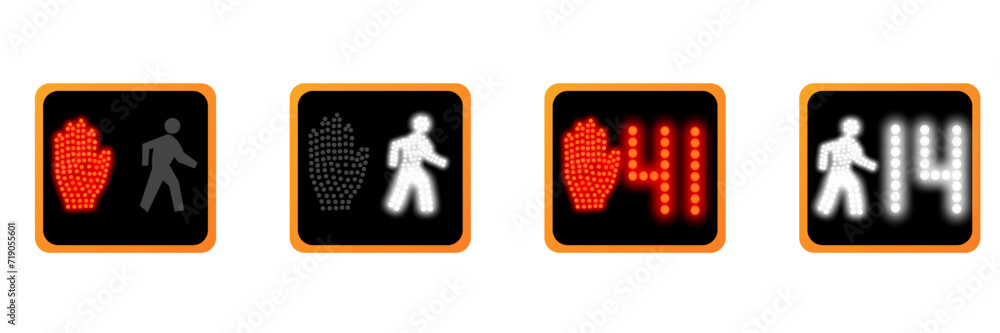 Poster realistic traffic light. red and white traffic lights. isolated vector illustration of a red hand wi