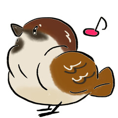 Naklejka premium ごきげんなすずめ