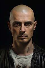 Obraz premium man skin head hair style, man face, photo realism