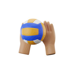 Hand Holding Volley ball 3d icon vector illustration design