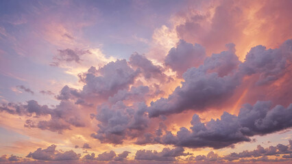Matte painting capturing the essence of spring with an abstract, cloudy and rainbow-colored sky,...