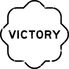 Grunge black victory word rubber seal stamp on white background