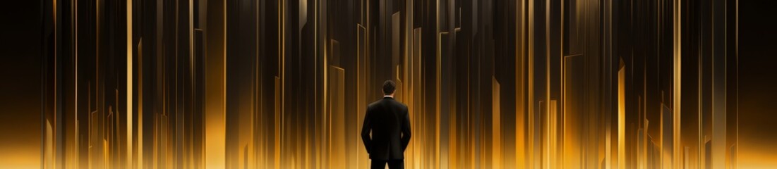 abstract dark background with one businessman