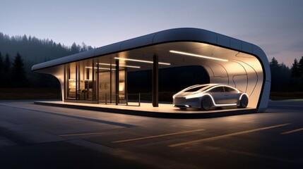 Sleek exterior of a minimalist electric vehicle charging station