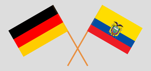 Crossed flags of Germany and Ecuador. Official colors. Correct proportion