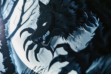 A close-up of a werewolfs paw with sharp claws in the moonlight illustration of a scary monster or animal claw or clawed hand - obrazy, fototapety, plakaty