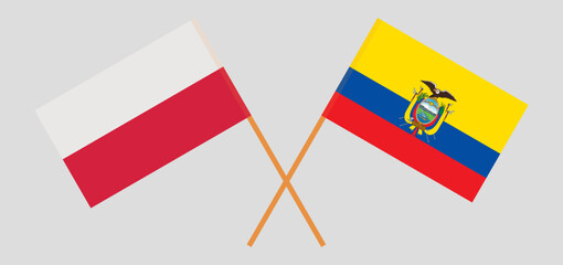 Crossed flags of Poland and Ecuador. Official colors. Correct proportion