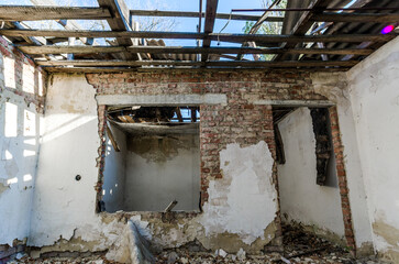 ruins of an old abandoned village house in Ukraine