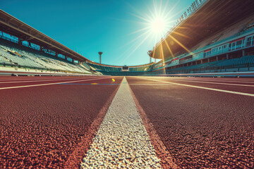 A perfectly maintained running track boasts a smooth surface, ready and waiting for runners.