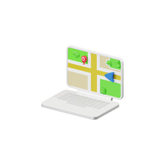 Laptop map 3d icon vector illustration design 
