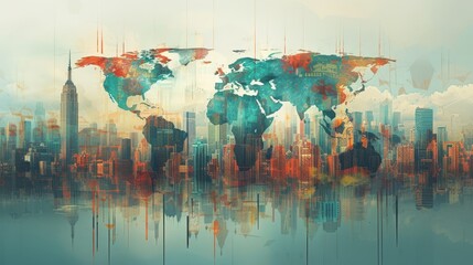 Panorama Finance: Global Economic Mosaic - obrazy, fototapety, plakaty