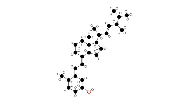 dihydrotachysterol molecule, structural chemical formula, ball-and-stick model, isolated image synthetic vitamin d