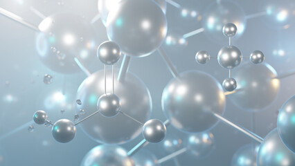 ammonium bicarbonate molecular structure, 3d model molecule, food additive е503, structural chemical formula view from a microscope