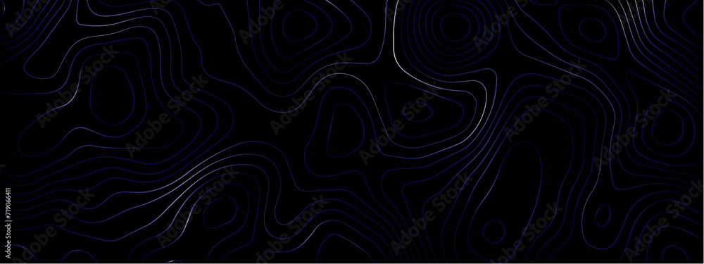 Poster luxury abstract topographic line map. modern design with black background with topographic wavy patt